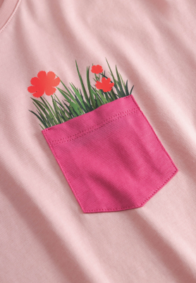 Damen T-Shirt Dünenblümchen Coral Blush Rosa -  GOTS Organic